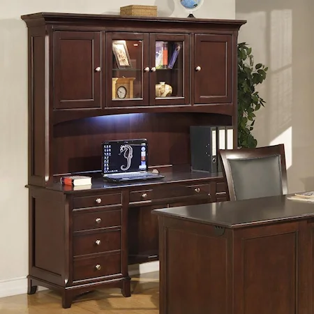 Kneehole Computer Credenza and Hutch